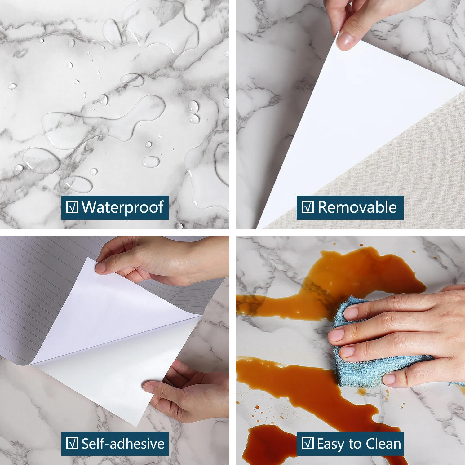 Description Picture 6 of itemPVC Self Adhesive Modern Waterproof  Marble Wallpapers DIY Contact Paper Wall Stickers Bathroom Kitchen Countertops Home Decors