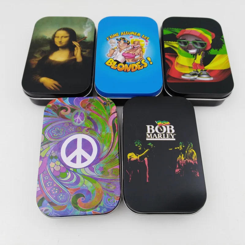 Description Picture 2 of item1pc Fashion Tin Storage Box Tobacco Humidor Rolling Paper Box Cigarettes Cases Boxes Holder Smoking Accessories
