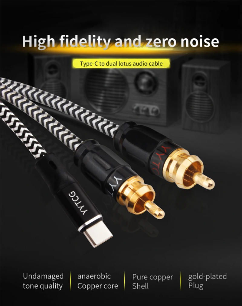 Description Picture 2 of itemUSB C RCA Audio Cable Type-C to 2 RCA Cable 2rca Jack Type C RCA Cable for Huawei Sumsung Xiaomi Speaker Home Theater TV 2m3m5m