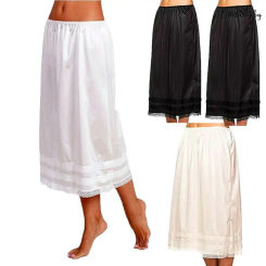 New Fashion Womens Lace Underskirt Smooth Skirt Petticoat Under Dress Long Skirt Safety Skirt Oversize