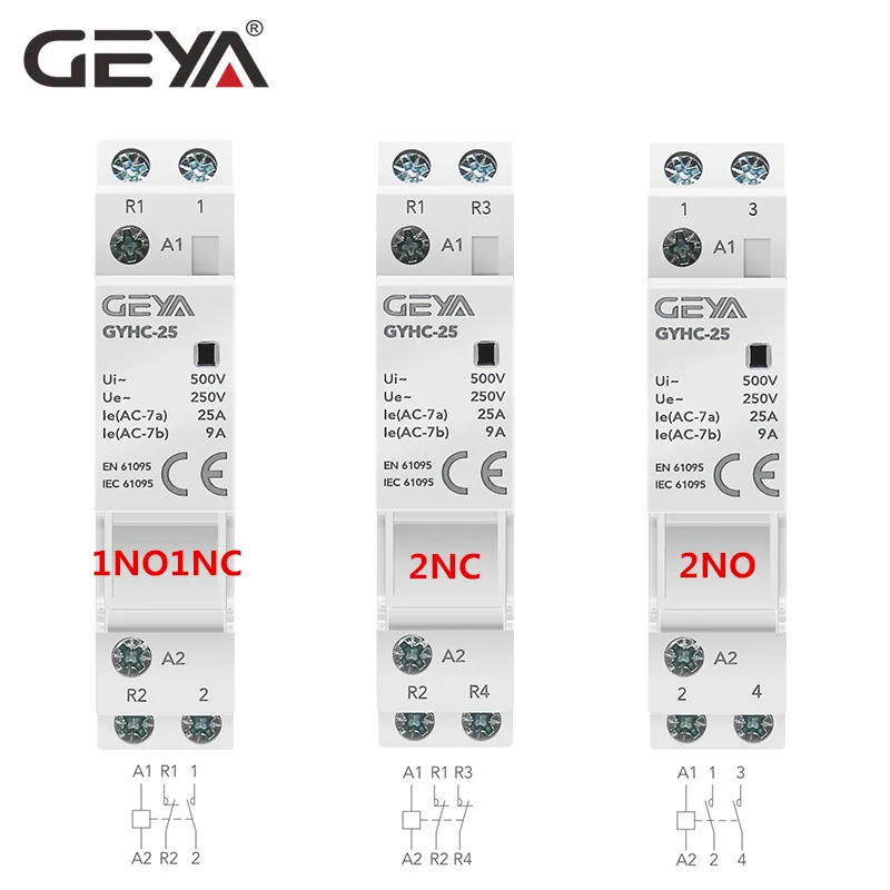 Description Picture 4 of itemGEYA Din Rail Household Contactor AC24V 48V 110V 220V 2P 25A 2NO 50/60Hz AC Contactor