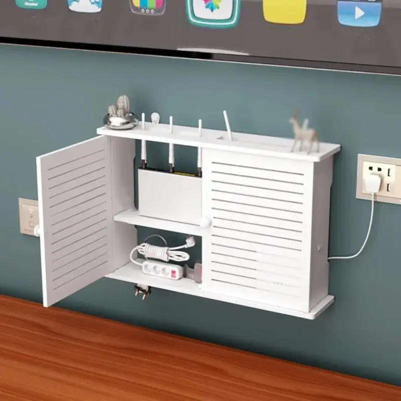Description Picture 3 of itemLarge Wireless Wifi Router Shelf Storage Boxes Punch-free Cable Power Plus Wire Bracket Wall Hanging Plug Board DIY Home Decor