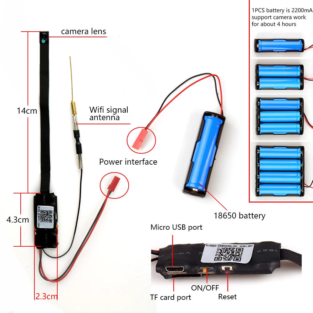 Description Picture 3 of item1080P Full HD Mini WIFI Flexible Camera Video Audio Recorder Motion Detection tiny Camcorder IP P2P Micro Cam with Spare lens