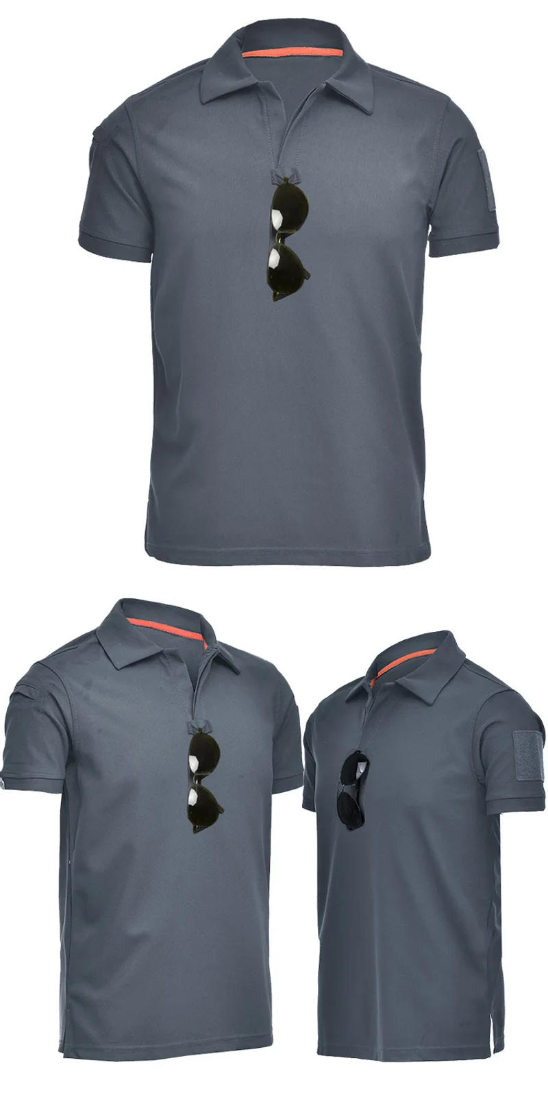 Description Picture 5 of itemTactical T-shirt Combat T Shirt Quick Dry Tees Men's Outdoor Hunting Camping Hiking O-Neck Lapel Short Sleeve