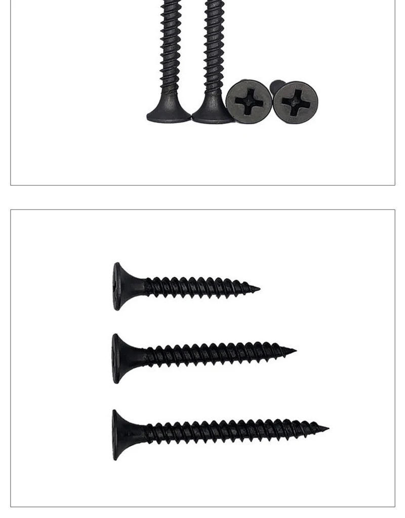 Description Picture 3 of item50Pcs M3.5 High-Strength Screw Drywall Screw Self-Tapping Screw Woodworking Lengthened Hardened Black Plasterboard Cross Screw