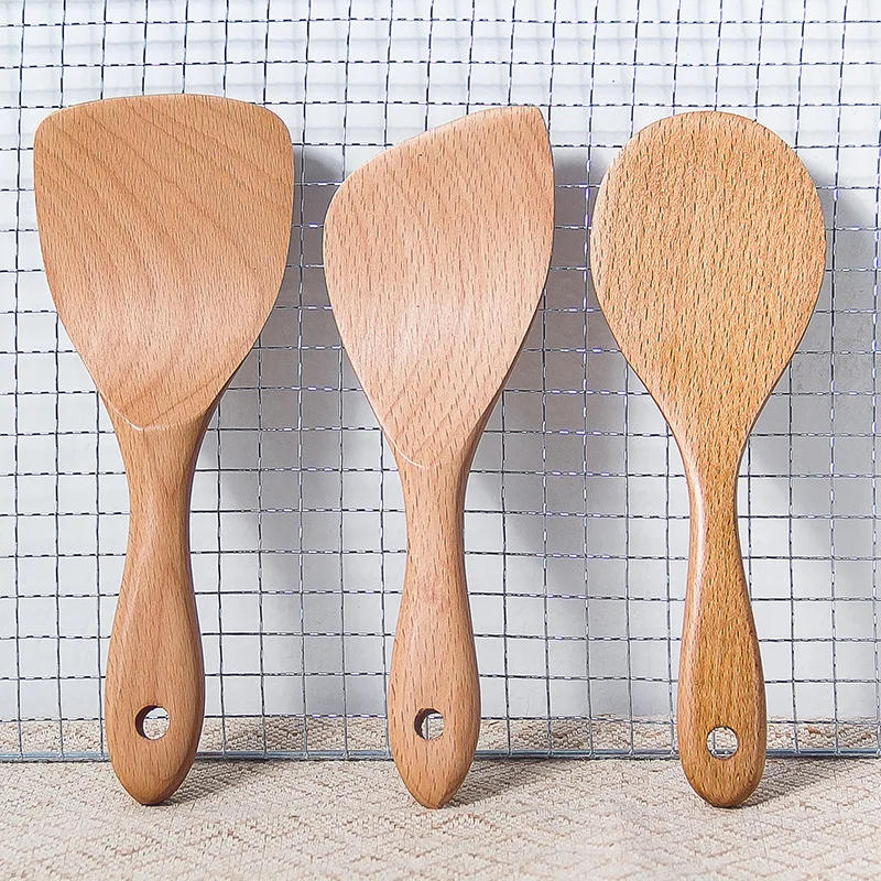 Description Picture 4 of item3 Types Wooden Rice Paddle Rice Spoon High Quality Rice Scoop Sushi Rices Paddle Tableware Spoon Dinnerware Kitchen Gadgets Tool
