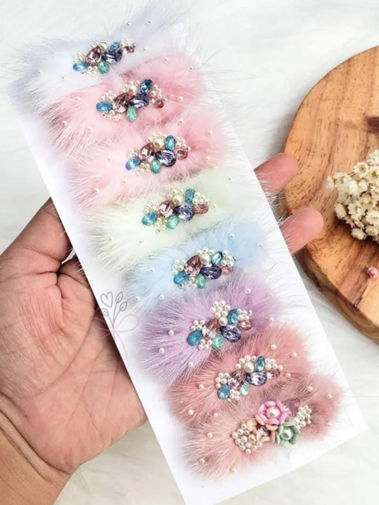 Description Picture 2 of item5pcs Real Natural Mink Pompon Bowknot 2*6cm Fur Pompom Balls Bow Tie Fluffy Pompones for Diy Jewelry Craft Supplies Accessories