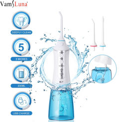 Portable Oral Irrigator Cordless Water Dental Flosser USB Rechargeable 4 Nozzles Water Jet Floss Tooth Water Pick 300ml 3 Modes