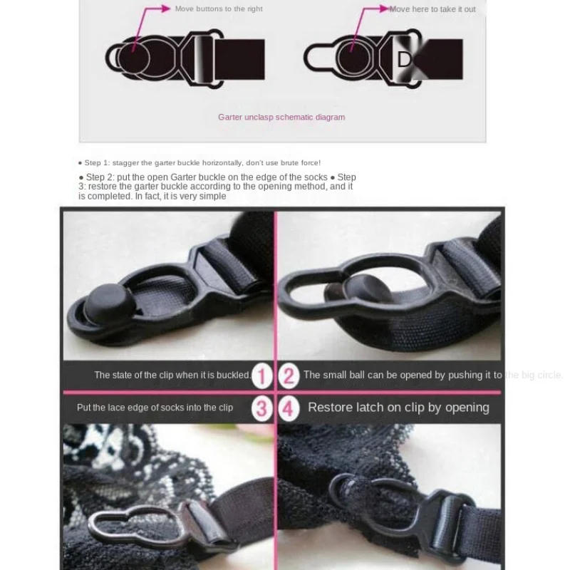 Description Picture 4 of itemWomen's Lace Garter Belt Sexy Belt Suspenders Transparent Underwear Adjustable Double-breasted Belt Stockings Large Size