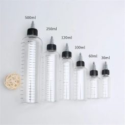 30ml/60ml/100ml/120ml/250ml Plastic Refillable Bottle PET Oil Liquid Dropper Bottles Twist Top Cap Tattoo Pigment Ink Containers