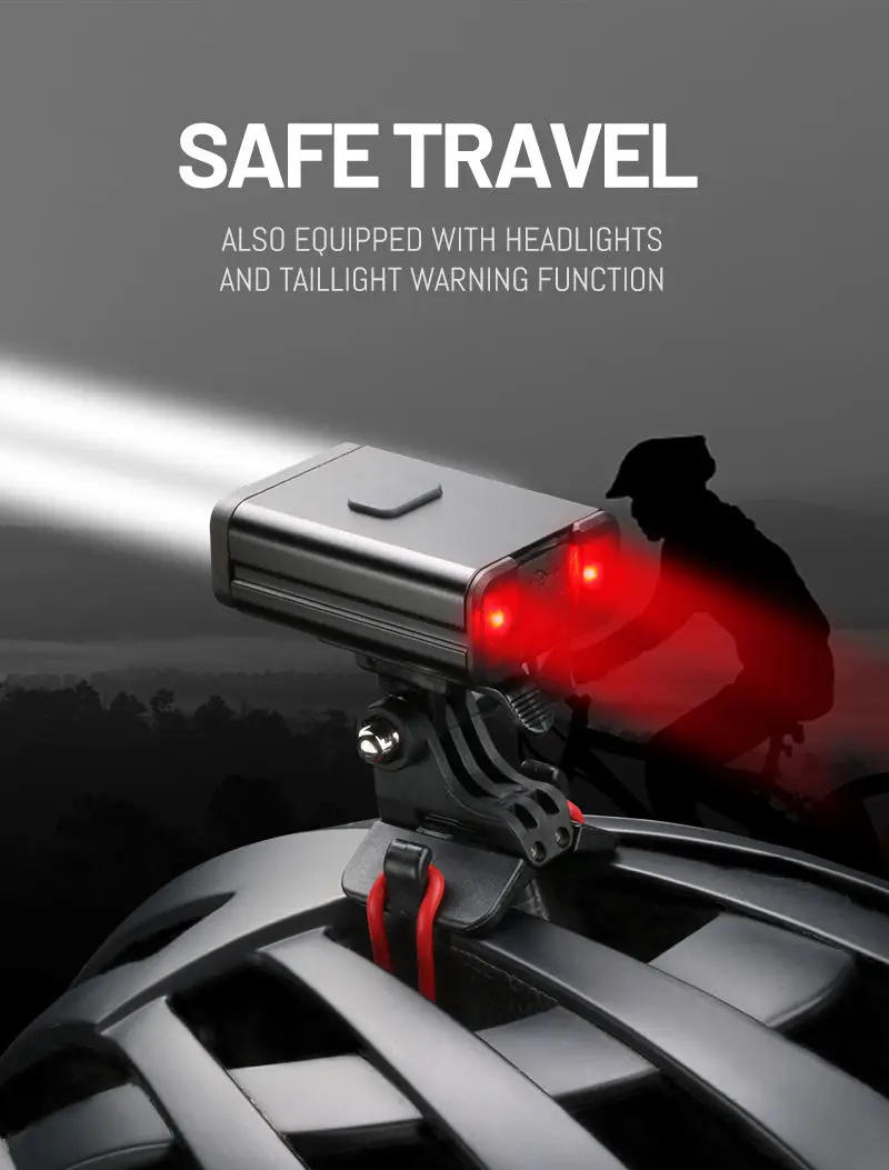 Description Picture 4 of item2 in 1 Light Bike Led Flashlight 800 mAh Front And Rear Bicycle Lights Headlight USB Rechargeable Lamp Lantern MTB Helmet Lights