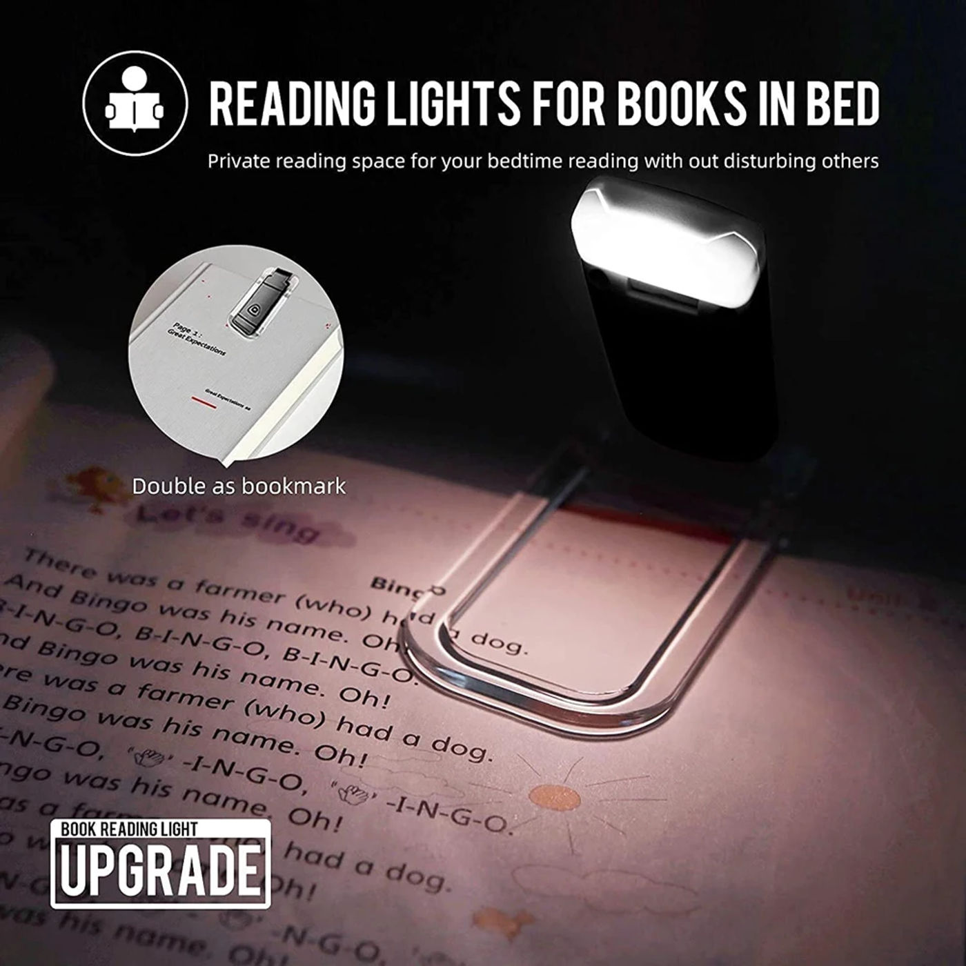 Description Picture 6 of itemNew LED Clip USB Rechargeable Book Reading Light Brightness Adjustable Eye Care Book Lamp Light Portable Bookmark Read Light