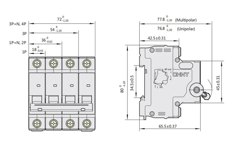 Description Picture 4 of itemCHNT CHINT NXB-63 1P AC 230/400V Miniature Circuit Breaker C 6 10 16 20 25 32 40 63A Overload Protector  DZ47 C Style Air Switch