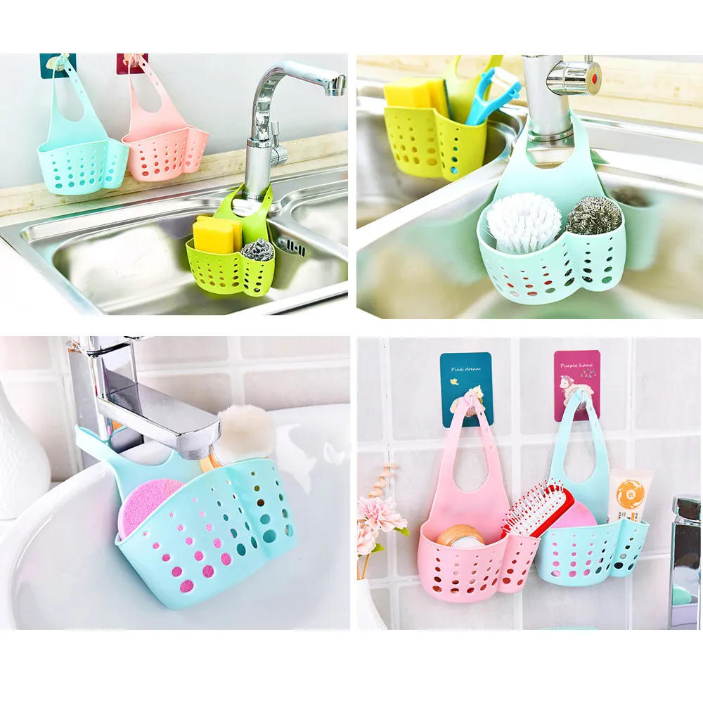 Description Picture 2 of itemPortable Home Kitchen Hanging Drain Bag Basket Soap Bath Storage Scrubbers Bathroom Drying Sponges Holder Rack Tools Sink Holder