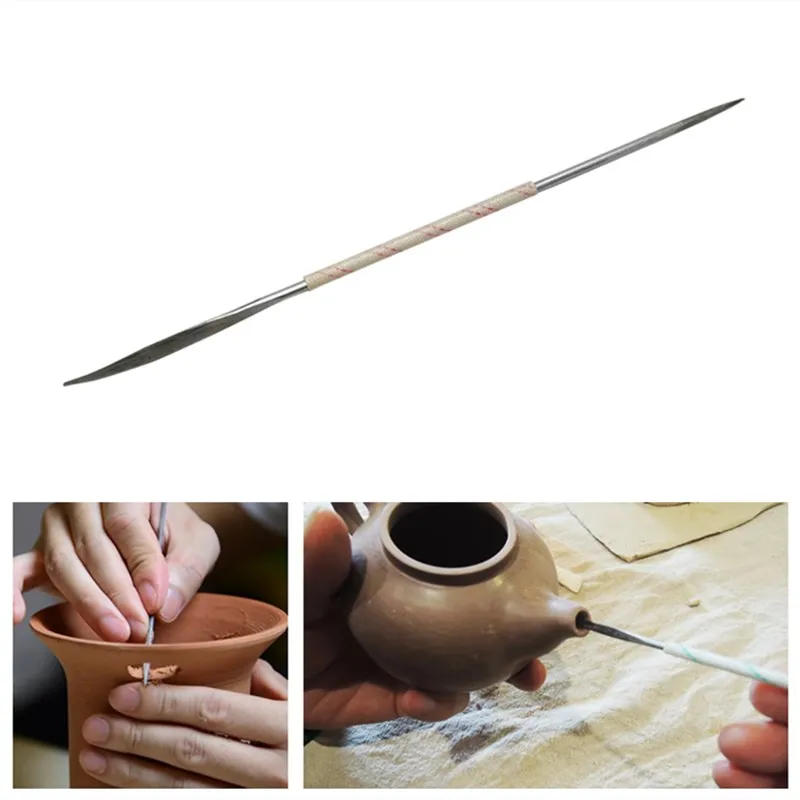 Description Picture 2 of itemPottery Digging Spout Knife Steel Needle Punching and Cutting Mud DIY Ceramic Sculpture Repair Rough Engraving Modeling Tool