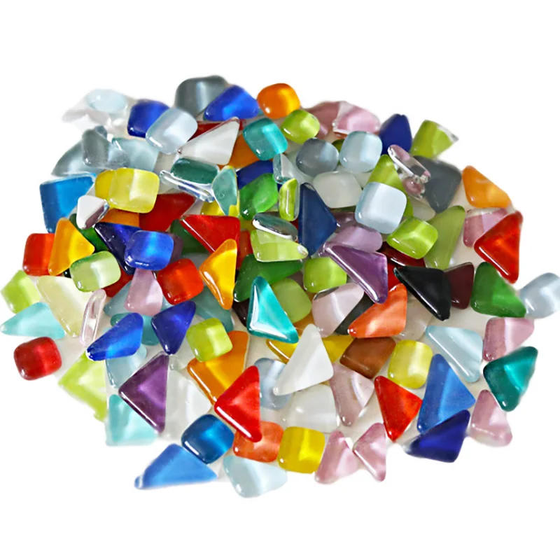 Description Picture 2 of item100Gram/Set Diy Irregular Glass Mosaic Stones Mosaic Glass Pebbles Crafts Material Puzzle For Diy Mosaic Making