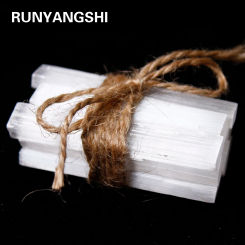 Runyangshi 10pcs Natural  Selenite Crystal Stick Chips Gypsum white Quartz Rough Minerals Specimen Point Healing Stone