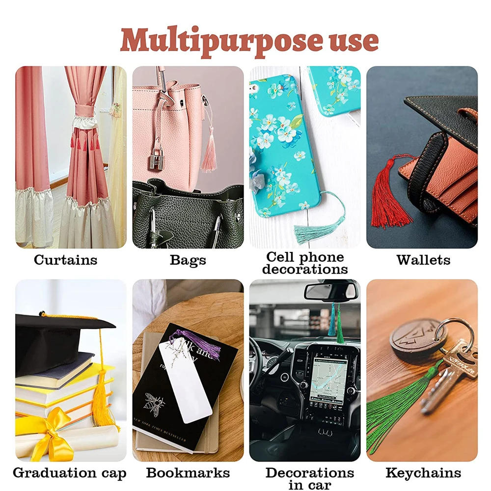 Description Picture 5 of item100pcs/lot 13cm Tassel Silk Fringe Silky Floss Bookmark Tassels Mini Tassels For DIY Craft Jewelry Making Souvenir Bookmarks