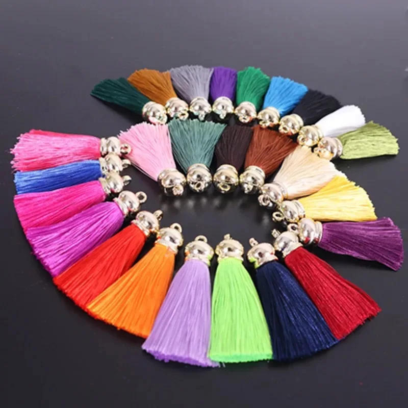 Description Picture 2 of item5pcs 5cm Gold Cap Tassel Jewelry Curtain Garment Decor Accessory DIY Key Chain Cellphone Bag Fringe Trim Tassels Straps Pendant