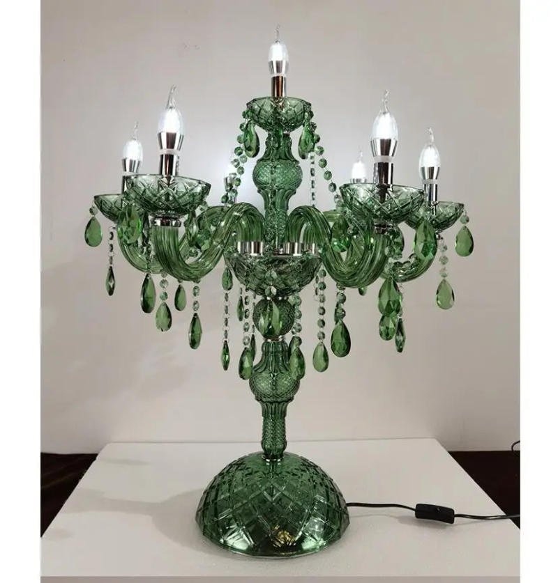 Description Picture 5 of itemModern Green D50cm H75cm 7L Crystal Modern Crystal Table Lamp Luxury Lustres De Cristal Table Lamp Home Decora Bedside Lighting