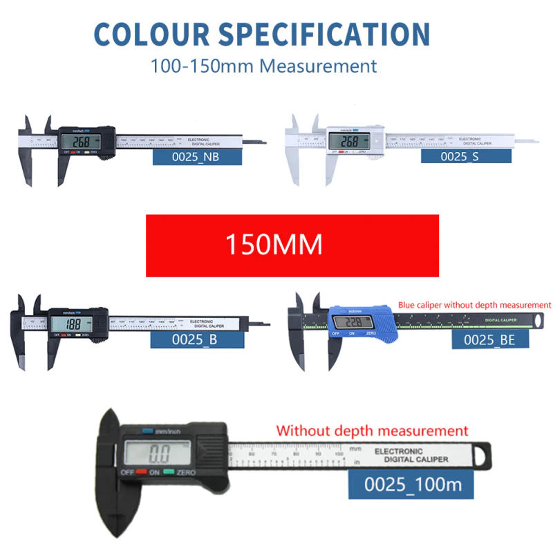Description Picture 4 of itemDigital Vernier Calipers Measure 150mm 6inch LCD Electronic Carbon Fiber Gauge Height Measuring Instruments Micrometer