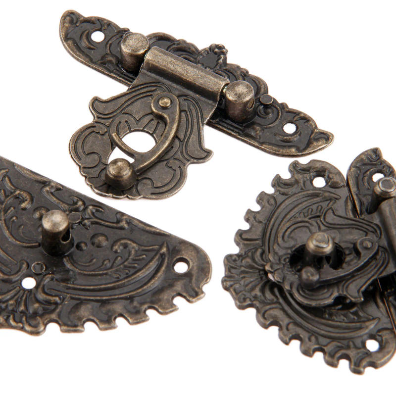 Description Picture 6 of item1x Antique Box Hasps Lock Catch Latches for Jewelry Chest Box Suitcase Buckle Clip Clasp Vintage Funiture Hardware