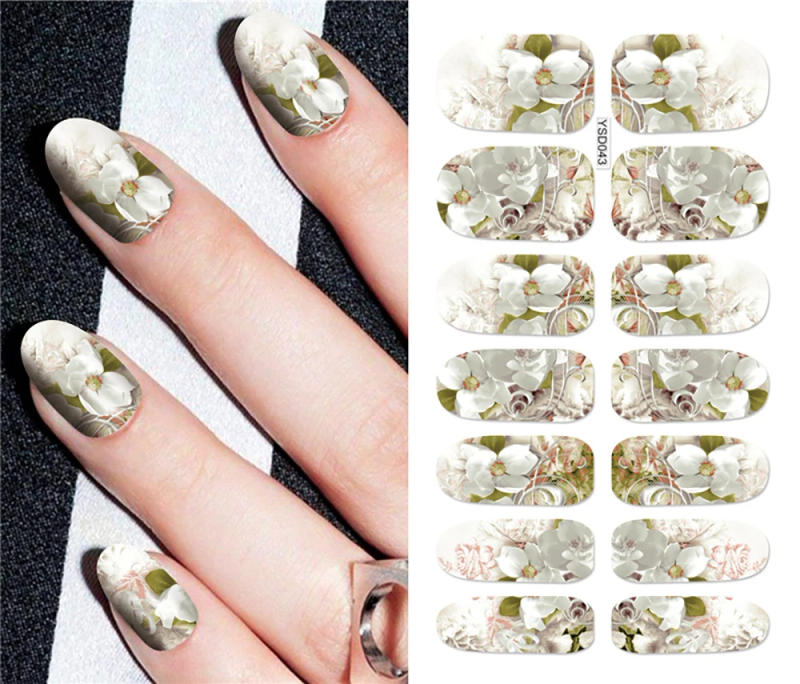 Description Picture 4 of itemWatermark Nail Art Sticker Moon Leopard Color Water Transfer Nail Art Decoration Big Flowers Nail Art Transfer Stickers For Nail