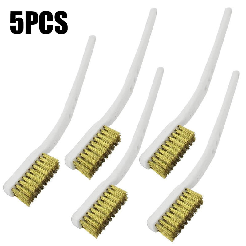 Description Picture 4 of item5Pcs 175mm Brass Wire Brush Mini Paint Rust Remover Steel Wire Brushes Industrial Metal Polishing Burring Cleaning Brush