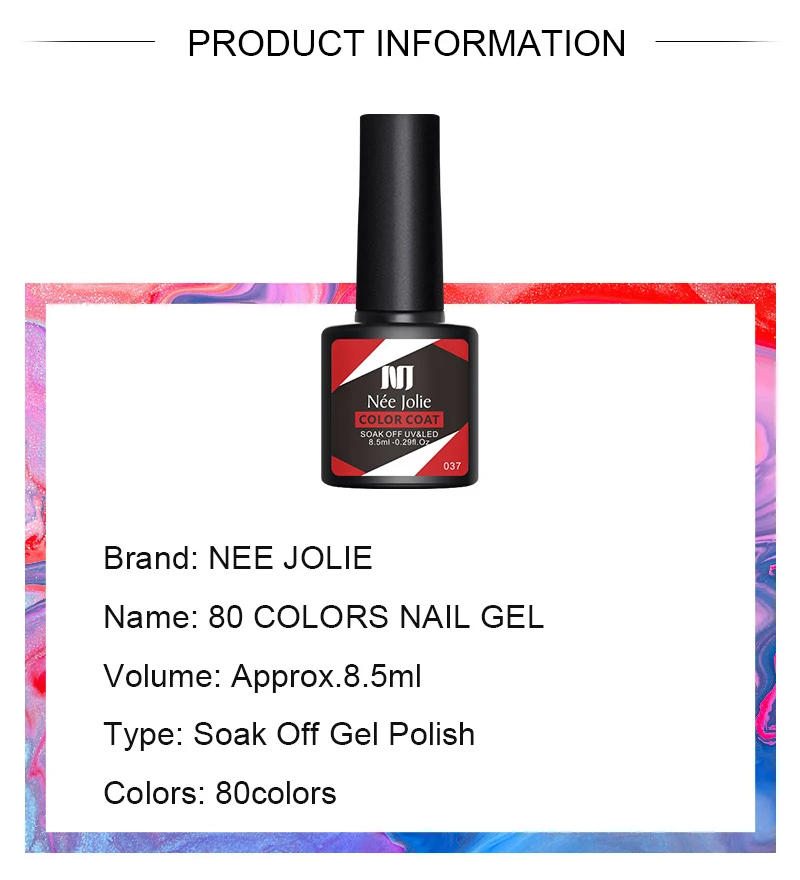 Description Picture 3 of item8.5ml Gel Nail Polish Semi Permanent Soak Off Glitter and Classic Varnish Needed LED&UV Lamp to Dry and Base & Top Coat lacquer