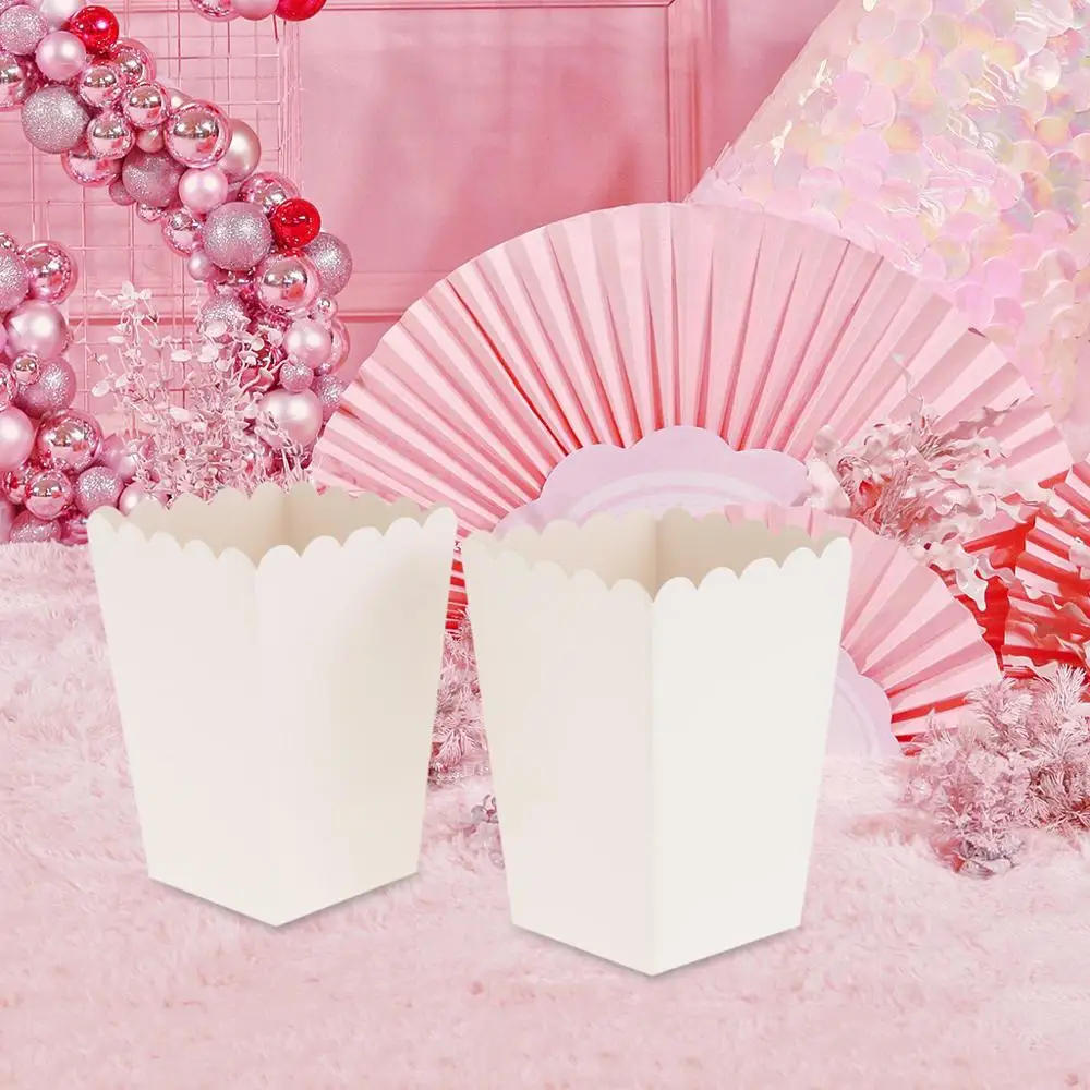 Description Picture 5 of item12 Pieces Pure White Popcorn Boxes Container Birthday Movie Party Favors Favor Guests Gifts Box Treat Bags Wedding Bridal
