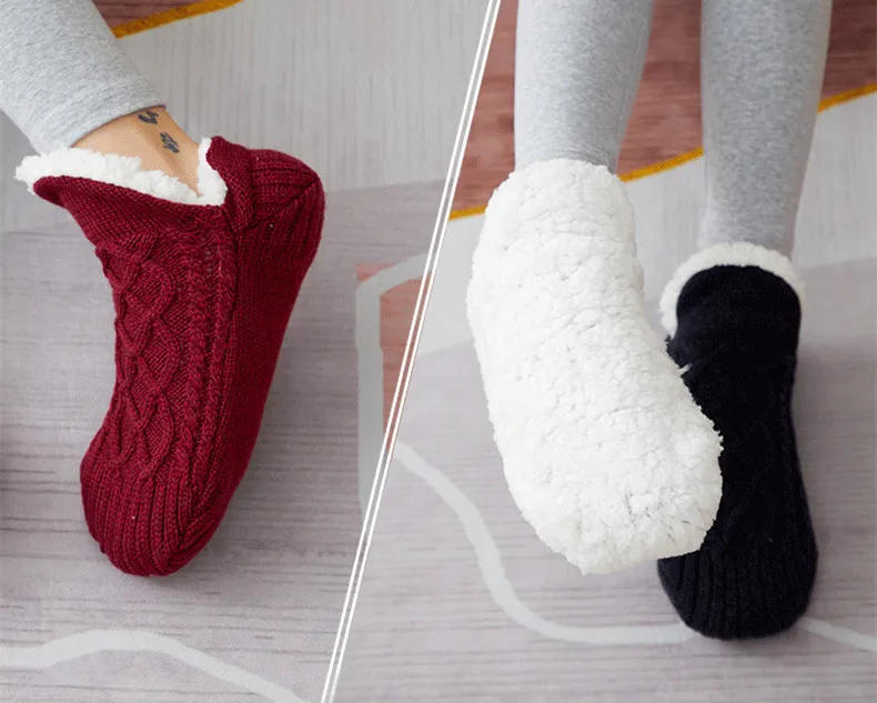 Description Picture 5 of itemWinter Woolen Socks Women Thicken Warm Home Bedroom Socks Slippers Men Non-slip Foot Warmer Snow Socks Calcetines Mujer
