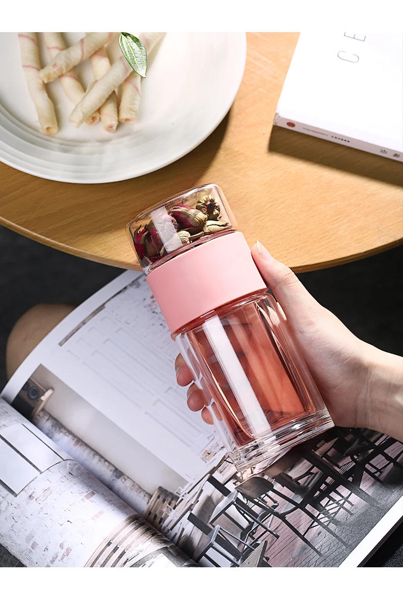 Description Picture 3 of itemOneisall Tea Water Bottle Travel Drinkware Portable Double Wall Glass Tea Infuser Filters The Tea Filter Tumbler Stainless Steel