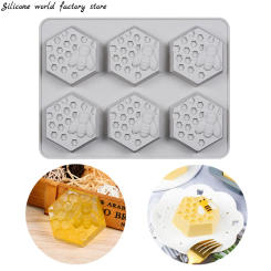 Silicone world 6 Holes Honeycomb Silicone Soap Mold DIY Handmade Cake Mould Easy to Demolding Soap Making Craft Silicone Mould