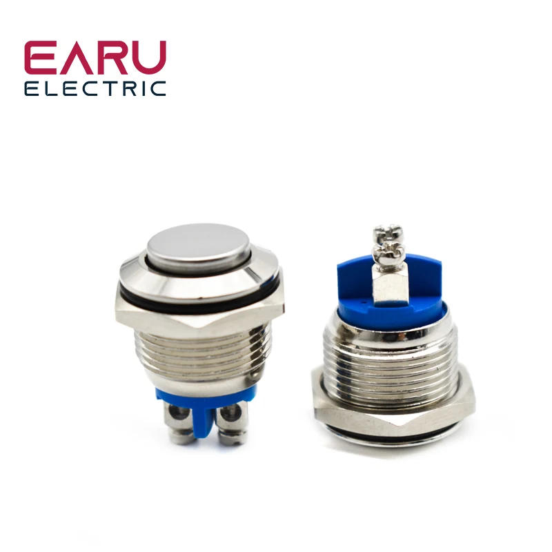 Description Picture 3 of item16mm 1NO High Flat Head Waterproof Momentary Reset Metal Push Button Switch Screw Terminal Car Engine Doorbell PC Power Switch