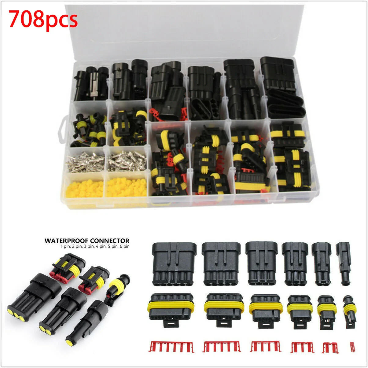 Description Picture 4 of item708/408/382/352/240/296/194/15pcs 1-6Pins HID Waterproof Connectors Car Marine Seal Electrical Wire Connector Plug Truck Harness