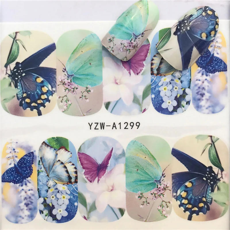 Description Picture 3 of itemNails Stickers Maple Leaf Seahorse Watermark Nail Sticker Pattern Transfer Nails Series Nail Decals Flowers Butterflies Color