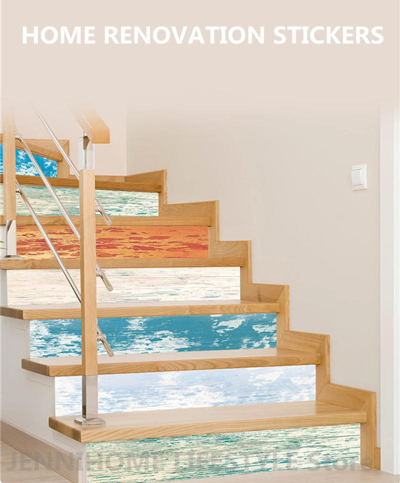 Description Picture 3 of item3D Wooden Vintage Stair Sticker Stairway Vinyl Floor Door Adhesive DIY Waterproof Staircase Wallpaper Removable Decal Home Decor