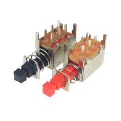 10pcs PS-22F03 Right Angle PCB Latching Push Button Switch with cap DPDT Double Pole self/no-locking key power switches 6Pin A03