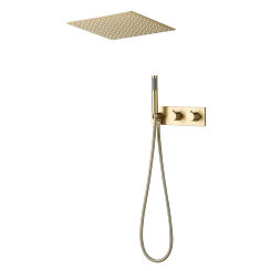 ceiling or wall shower set thermostatic bath rainfall bath brushed gold shower set bathroom matt black constant shower mixer