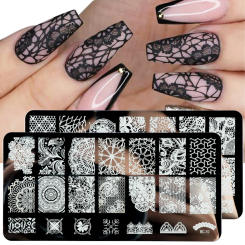 Lace Nail Stamping Plates Mandala Geometric Flowers Nail Art Stamp Templates Polish Printing Stencils Manicure Tools