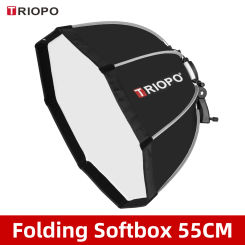 TRIOPO 55cm Foldable Octagon Softbox Bracket Mount Soft box Handle for Canon Nikon Fuji Godox Yongnuo Speedlite Flash Light