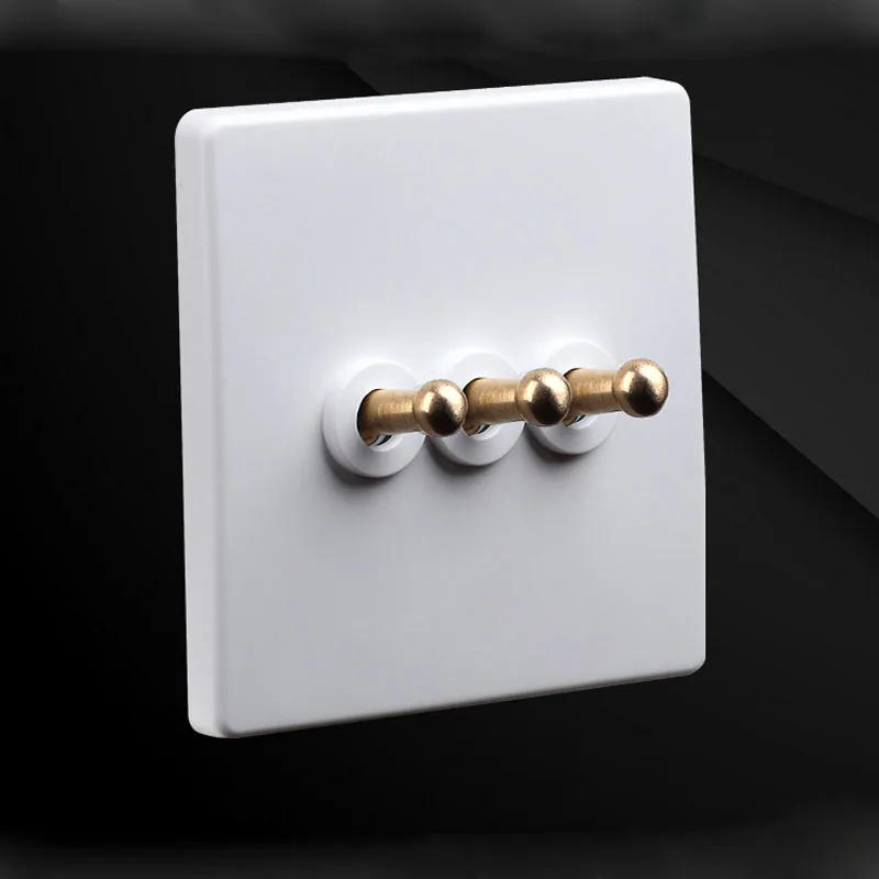 Description Picture 6 of itemWall Light 1-3 Gang 2 Way Toggle Switch Brass Lever White Matte Panel For Living Room