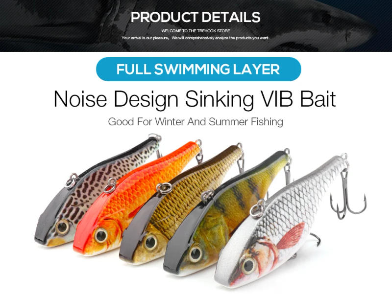 Description Picture 2 of itemTREHOOK Rattling VIB Lure 75mm Sinking Crankbait 20.8g Artificial Bait for Bass Pike Fishing Wobblers