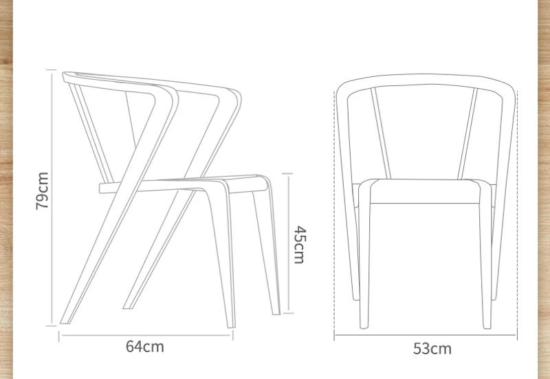 Description Picture 2 of itemModern Minimalist Designer Dining Chair Fashion Solid Wood Dining Chair Living Room Furniture Hotel Luxury Leisure Chair L 2PCS