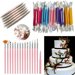 3/4/6/7/8/14/15 PCS Cake Brush Flower Modelling Ball Tools Accessories Multifunction Icing Pastry Painting Sugarcraft Tools