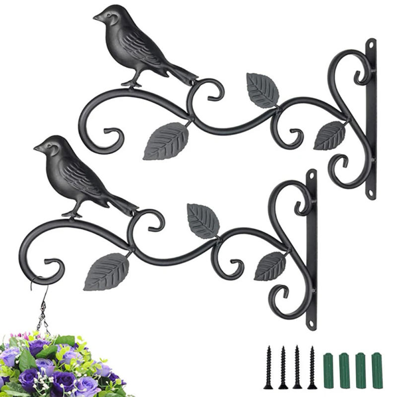 Description Picture 5 of itemGarden Iron Hook Bracket Metal Practical Wall Mounted Flower Pot Basket for Outdoor Indoor Hanging Plants Supplies