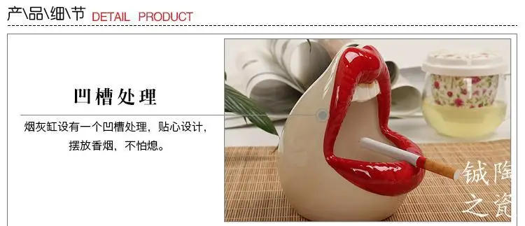 Description Picture 4 of itemCute Cartoon Cigar Ashtray Lips Ceramic Ashtray Creative Flower Pot Trendy Mouth Fashion Home Mini Send Boyfriend Gift