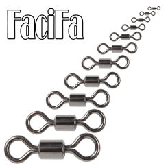50pcs Bearing Swivel Fishing Connector Stainless Steel Carp Fishing Accessories Tackle Snap Fishhook Lure Solid Ring Swivel