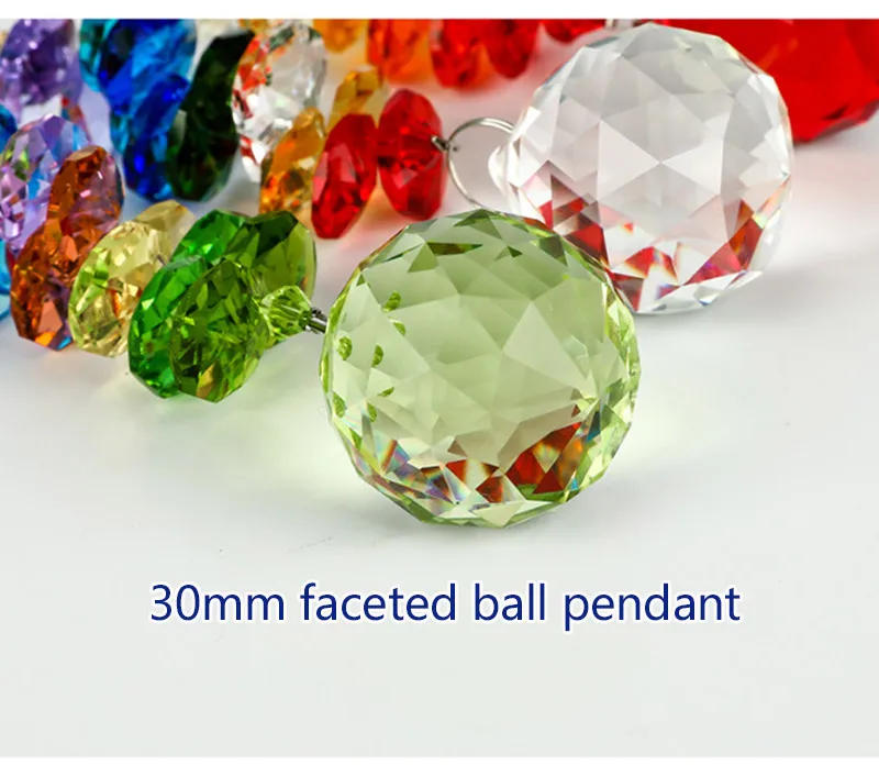 Description Picture 5 of itemCrystal Prism Suncatcher 3cm Faceted Ball Chandelier Part Rainbow Maker Window Hanging Ornament Home Garden Wedding Decor Crafts