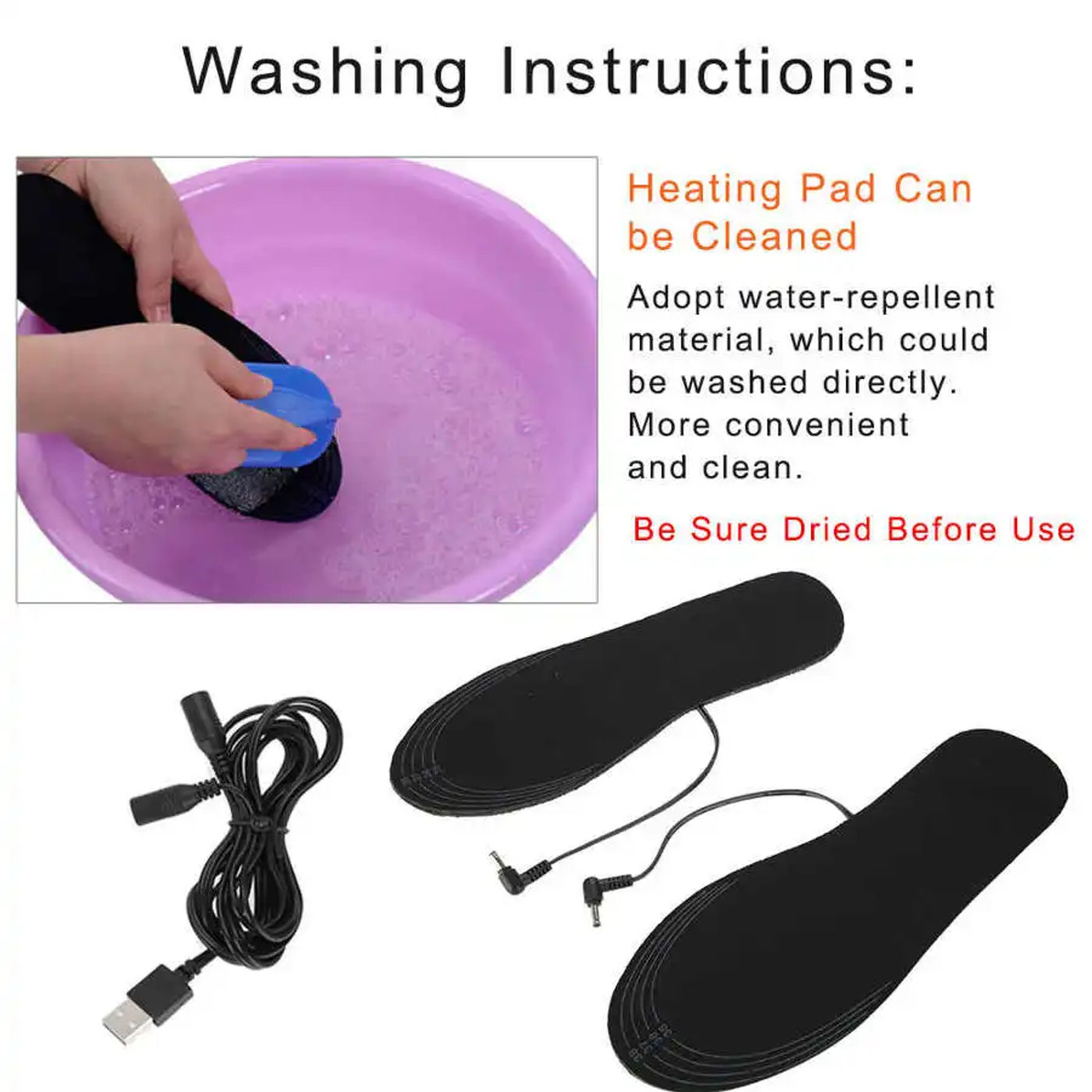 Description Picture 3 of itemUSB Heated Insoles Electric Pads Winter Foot Warmers Shoes Boot Heater Insoles Washable Warm Thermal Insoles Unisex Plantillas